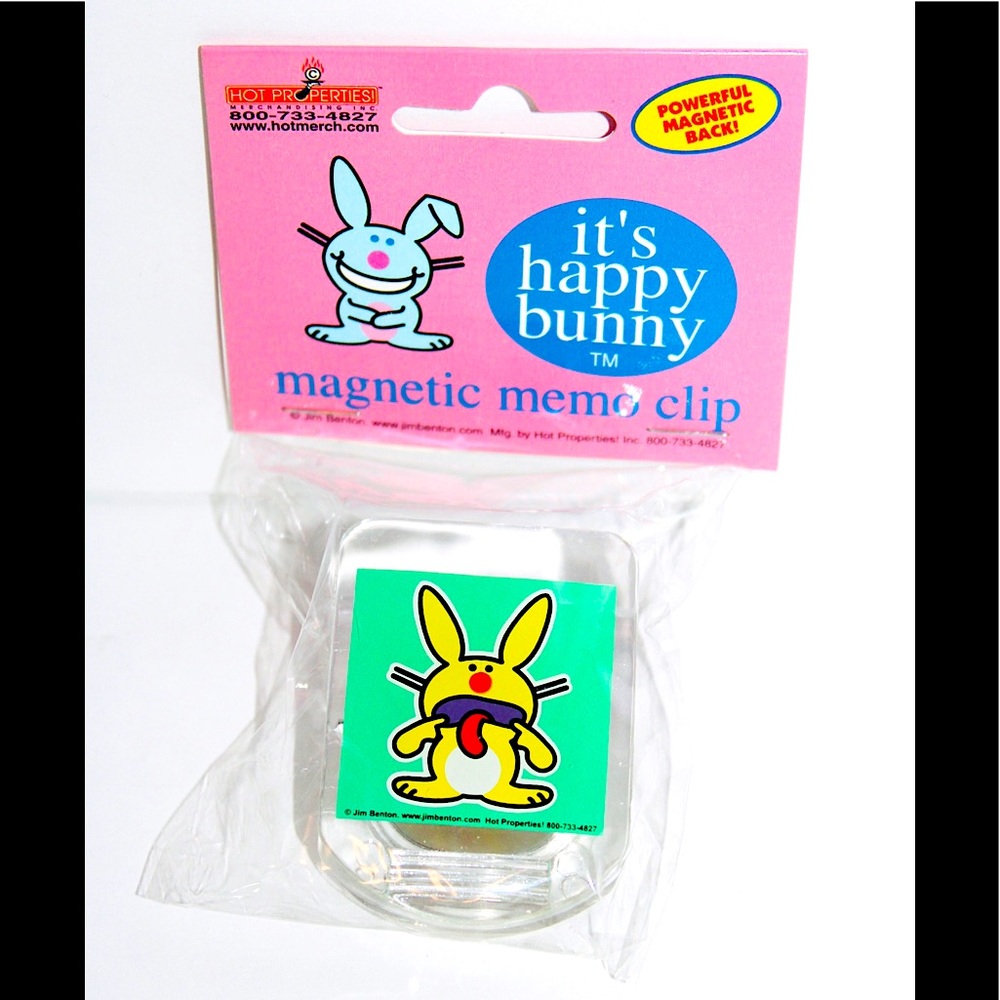 💚3/20$5/25💚HAPPY BUNNY MAGNETIC MEMO CLIP NWT